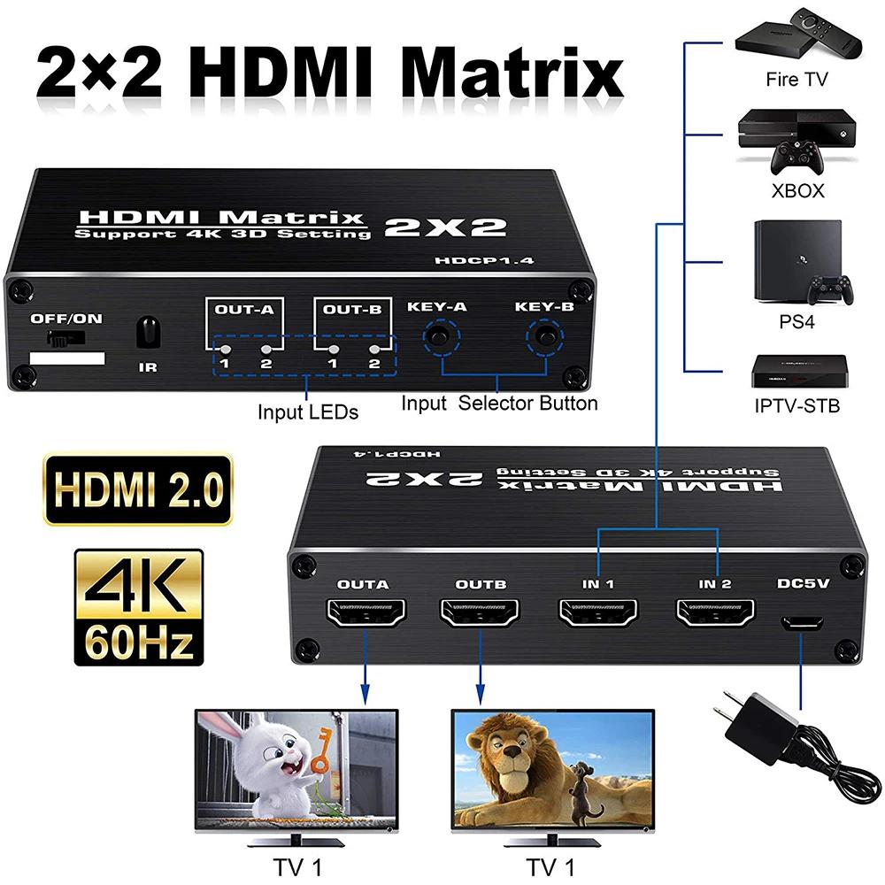 4K HDMI Ʈ ó, 2x2 1080P 3D HDMI Ʈ, 2 in 2 out HDMI ġ й,  Ʈ , PS4, PS3 PC Ʈ TV